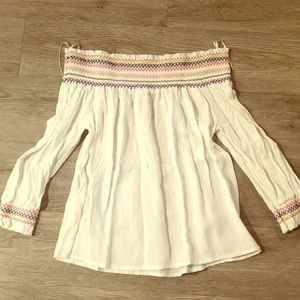 Off the shoulder white top